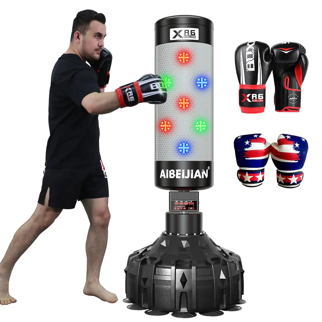 SmartBoxer 75" LED Music Punching Bag with Gloves