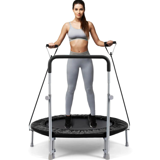 40/48 Inch Fitness Trampoline: Adjustable Handle & Quiet Indoor Exercise