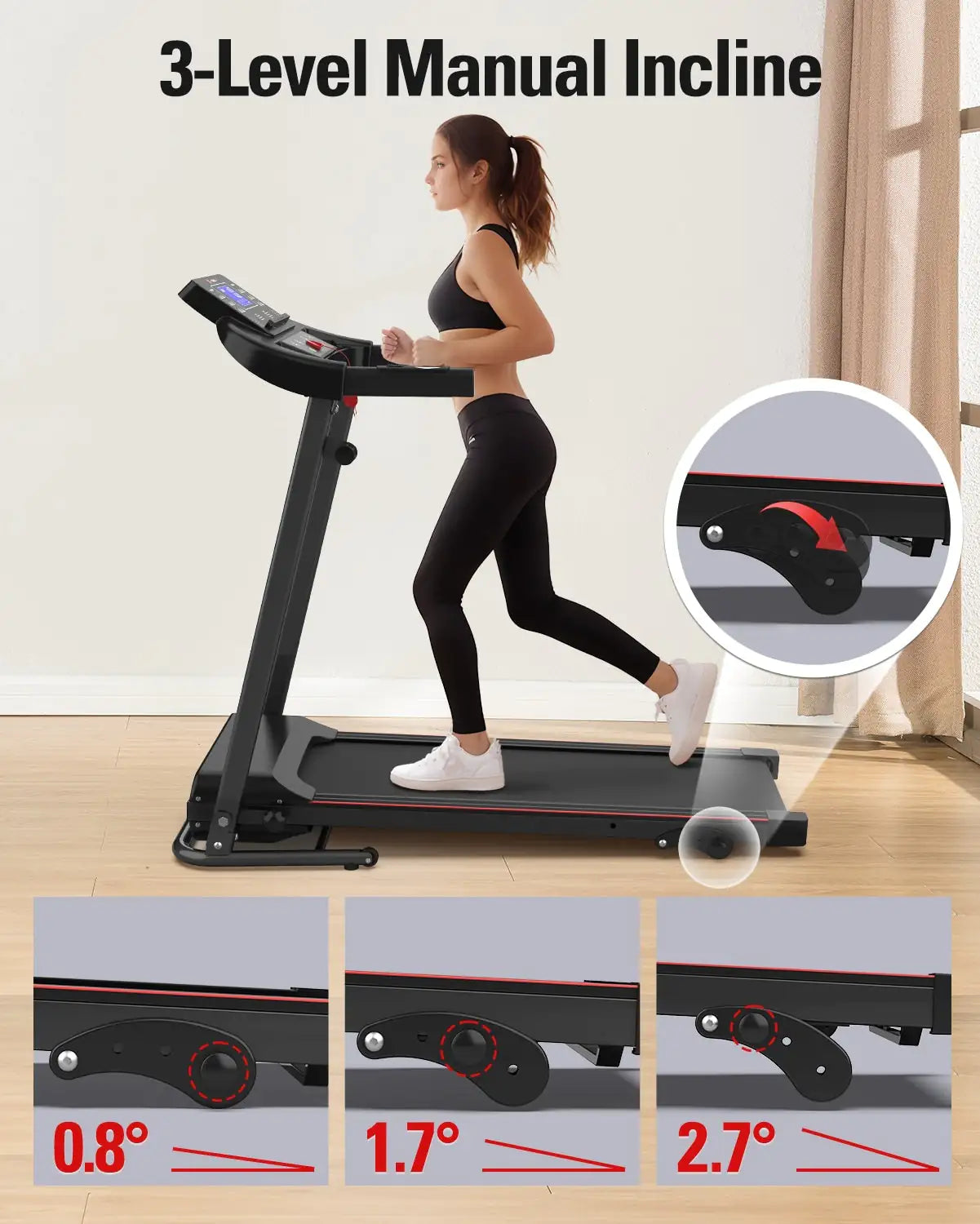 Compact Power Treadmill with Incline