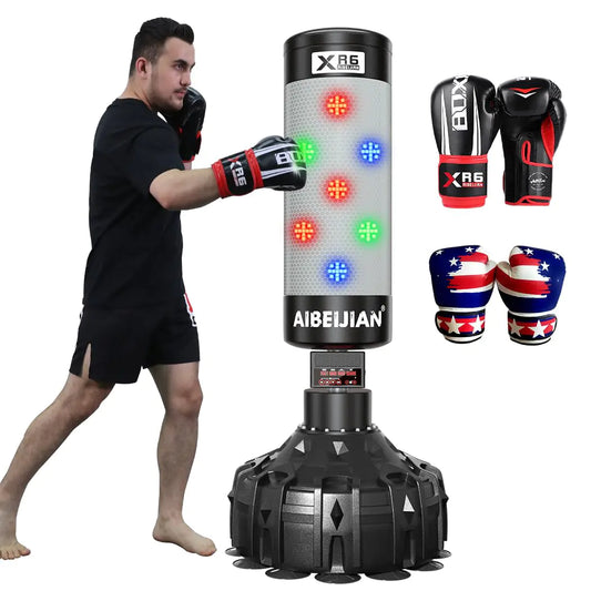 SmartBoxer 75" LED Music Punching Bag with Gloves