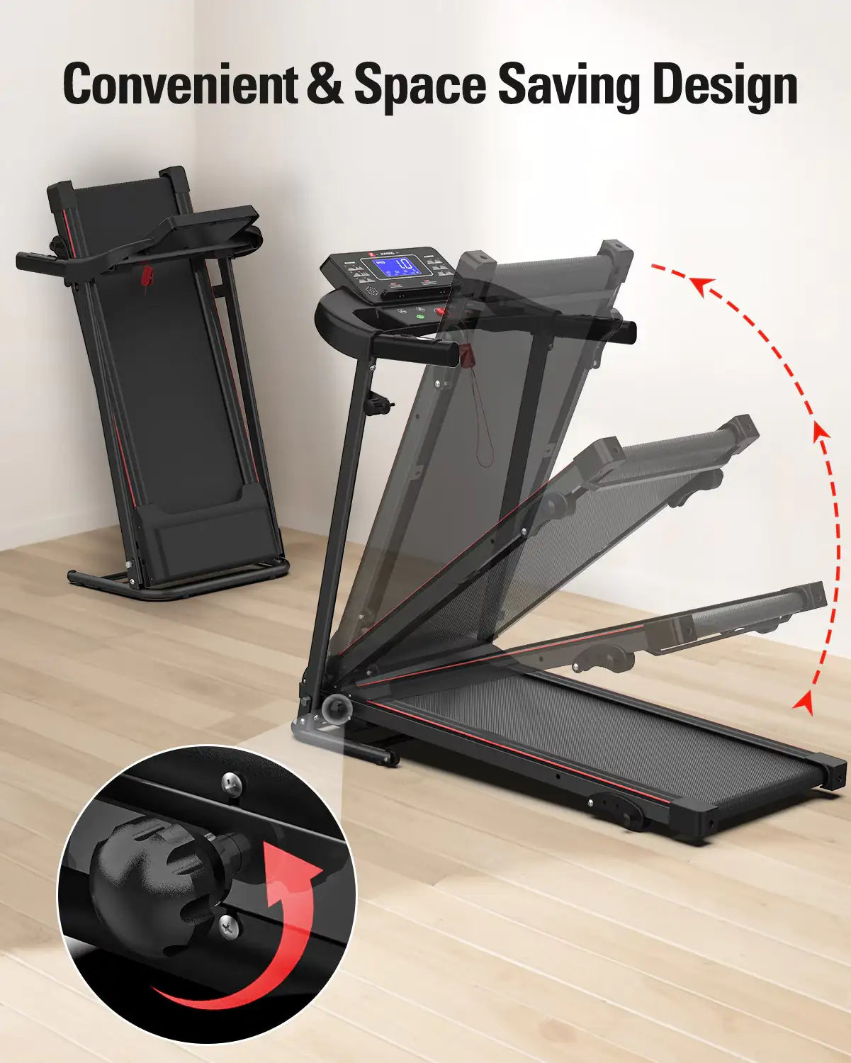 Compact Power Treadmill with Incline
